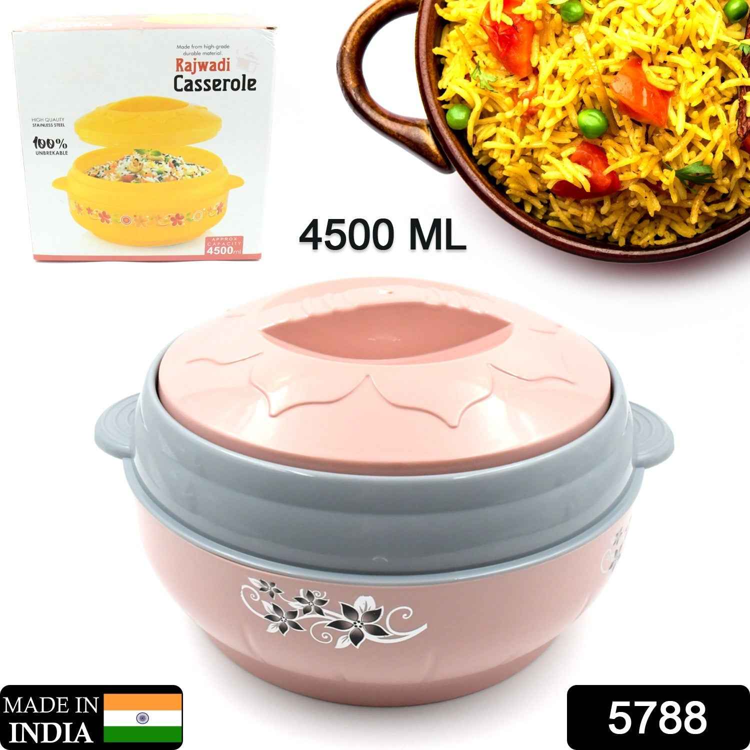 Insulated Casserole – 4500ml Floral Steel for Hot Food |