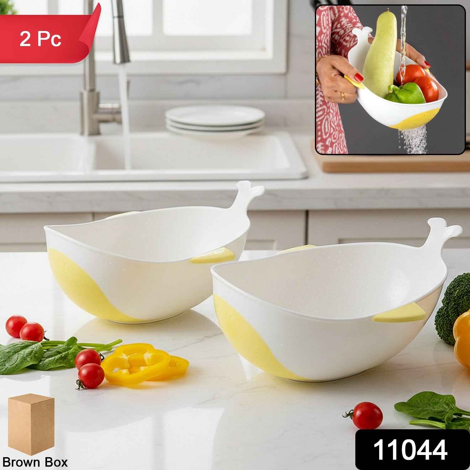 Rice Washing Bowl & Strainer 2 Pc – Multipurpose Kitchen Tool