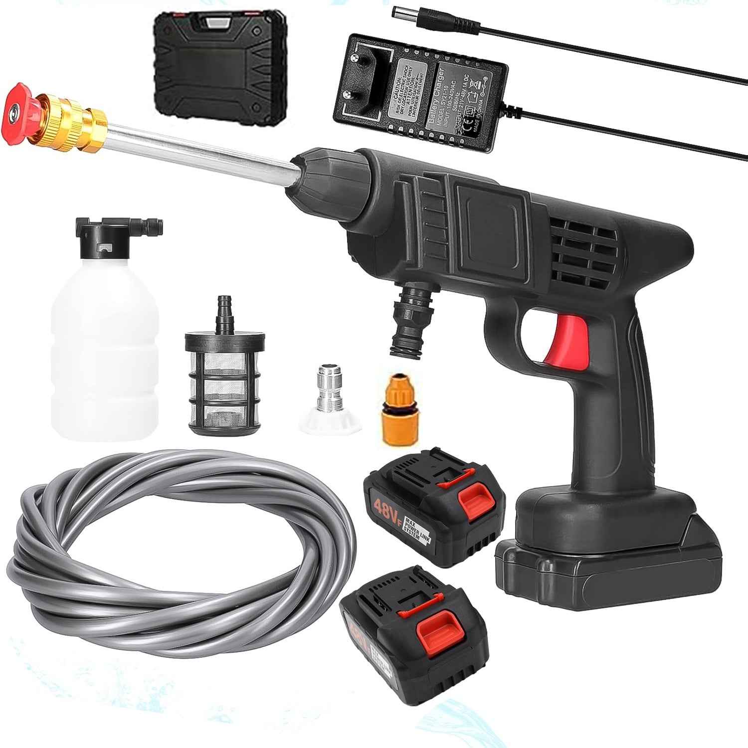 Cordless Car Washer Gun – 48V Dual Battery Power | Velvet Wheels