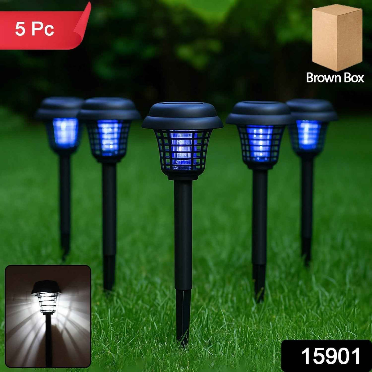 Solar Powered Mosquito Killer Garden Lights – 5 Pc Outdoor Bug Zapper