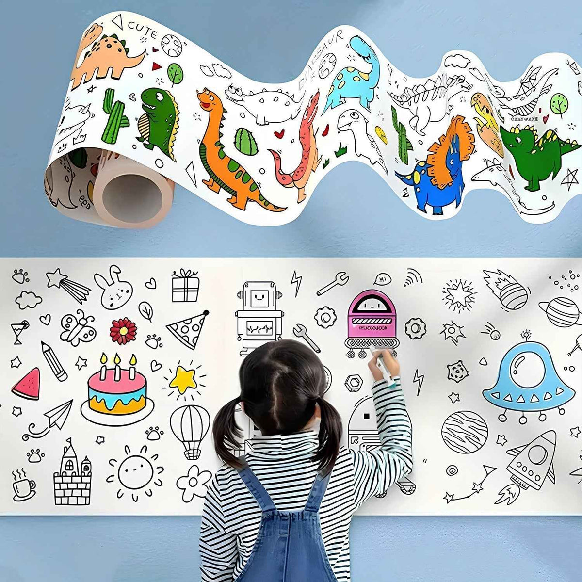 Educational Coloring Roll – Giant Ocean-Themed Art Paper for Kids