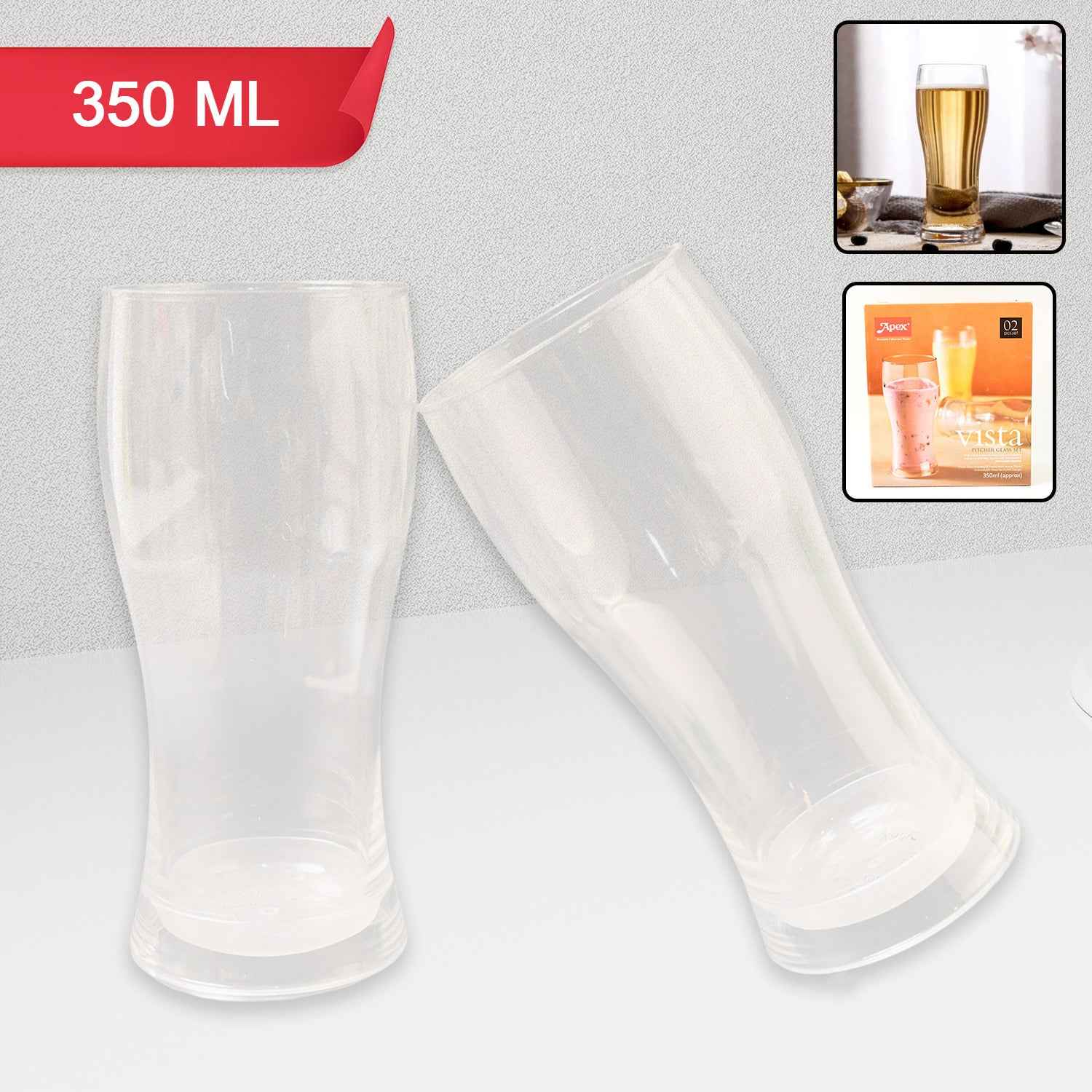 Unbreakable pitcher glass set with 350ML clear tumblers