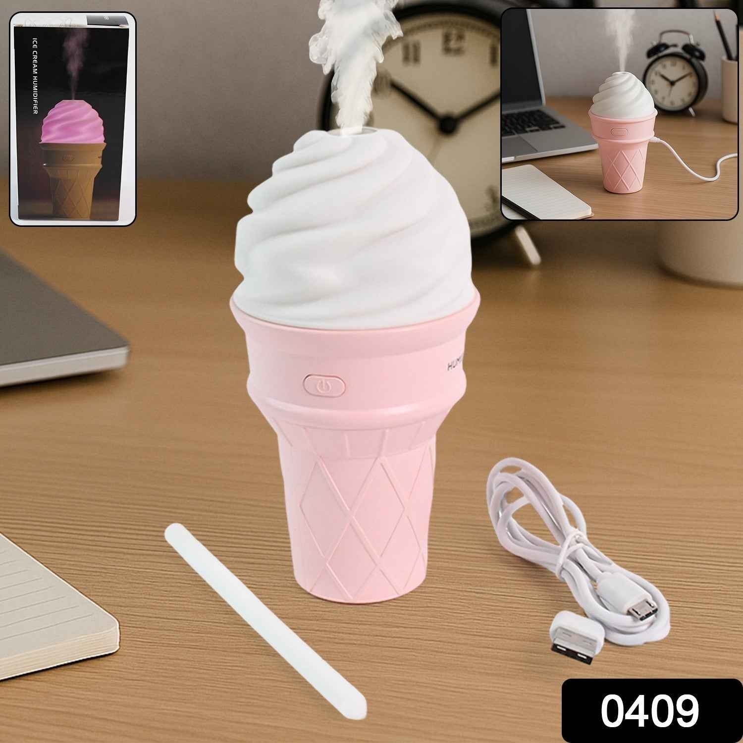 Ice Cream Cone Humidifier – Portable Cool Mist Air Freshener