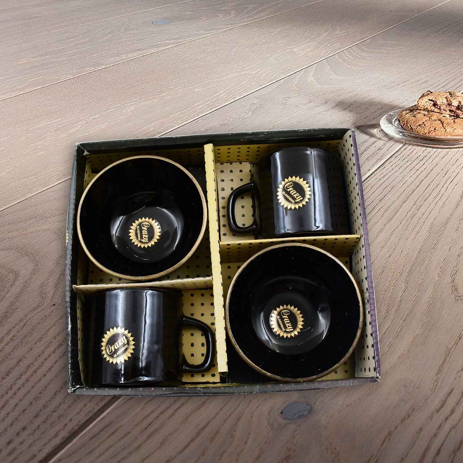 Ceramic Tea Cup Set – 4 Pcs with Serving Bowl | Serve Stellar