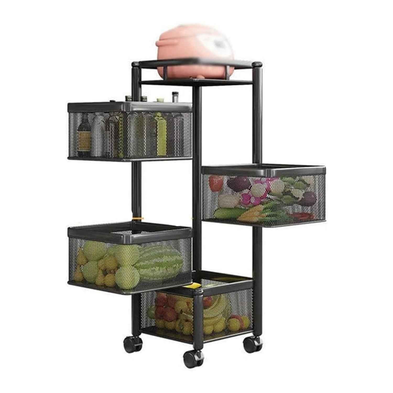 Kitchen Trolley – 4-Layer Metal Organizer for Fruits & Veggies | Tidy Table