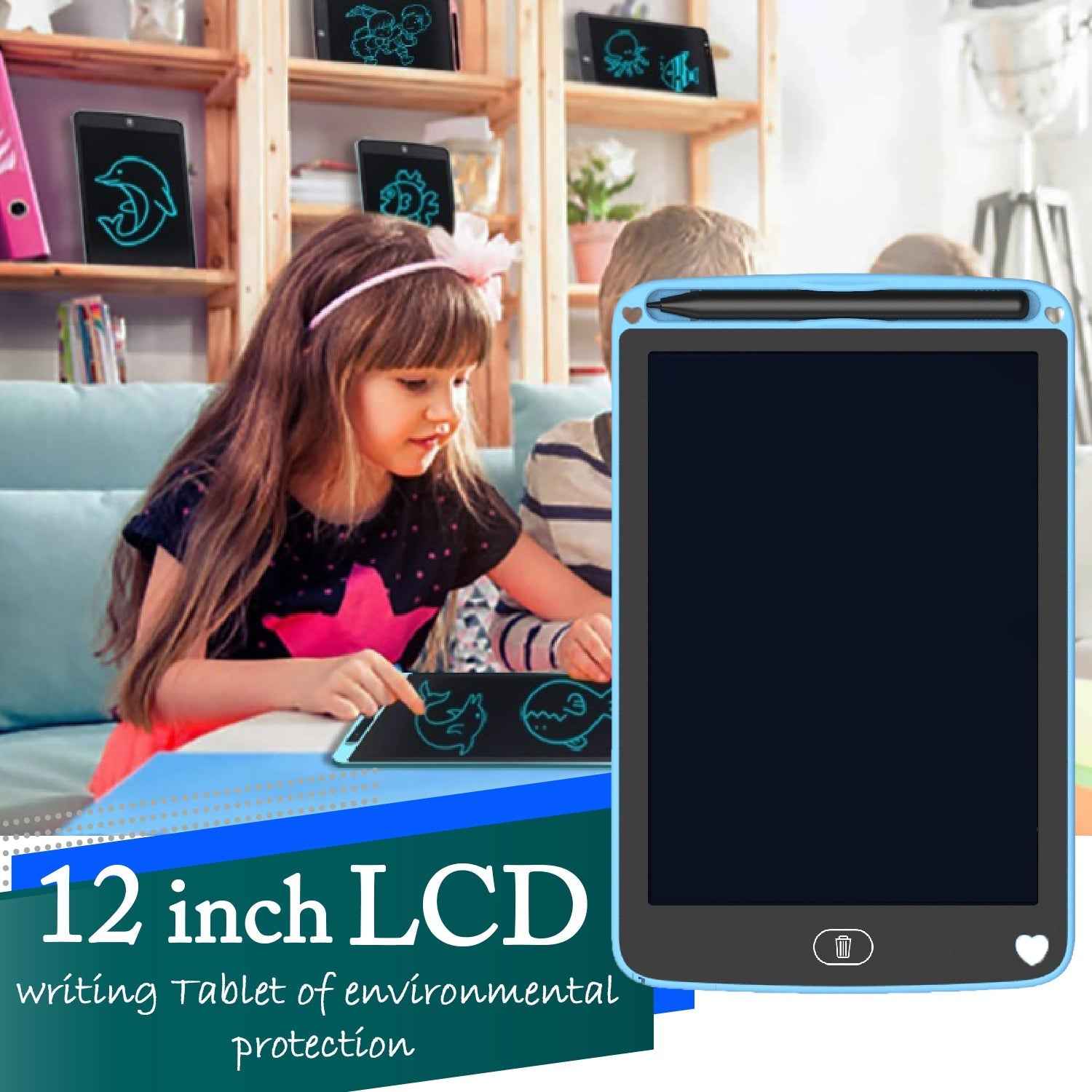 A vibrant drawing displayed on an LCD writing board, highlighting paperless fun.