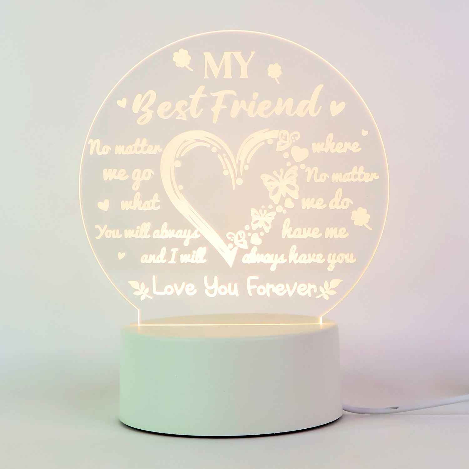 Best Friend 3D LED Night Lamp – Heart Design Gift Light
