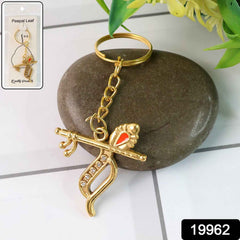 Krishna Metal Keychain – Durable Flute & Peacock Feather Design