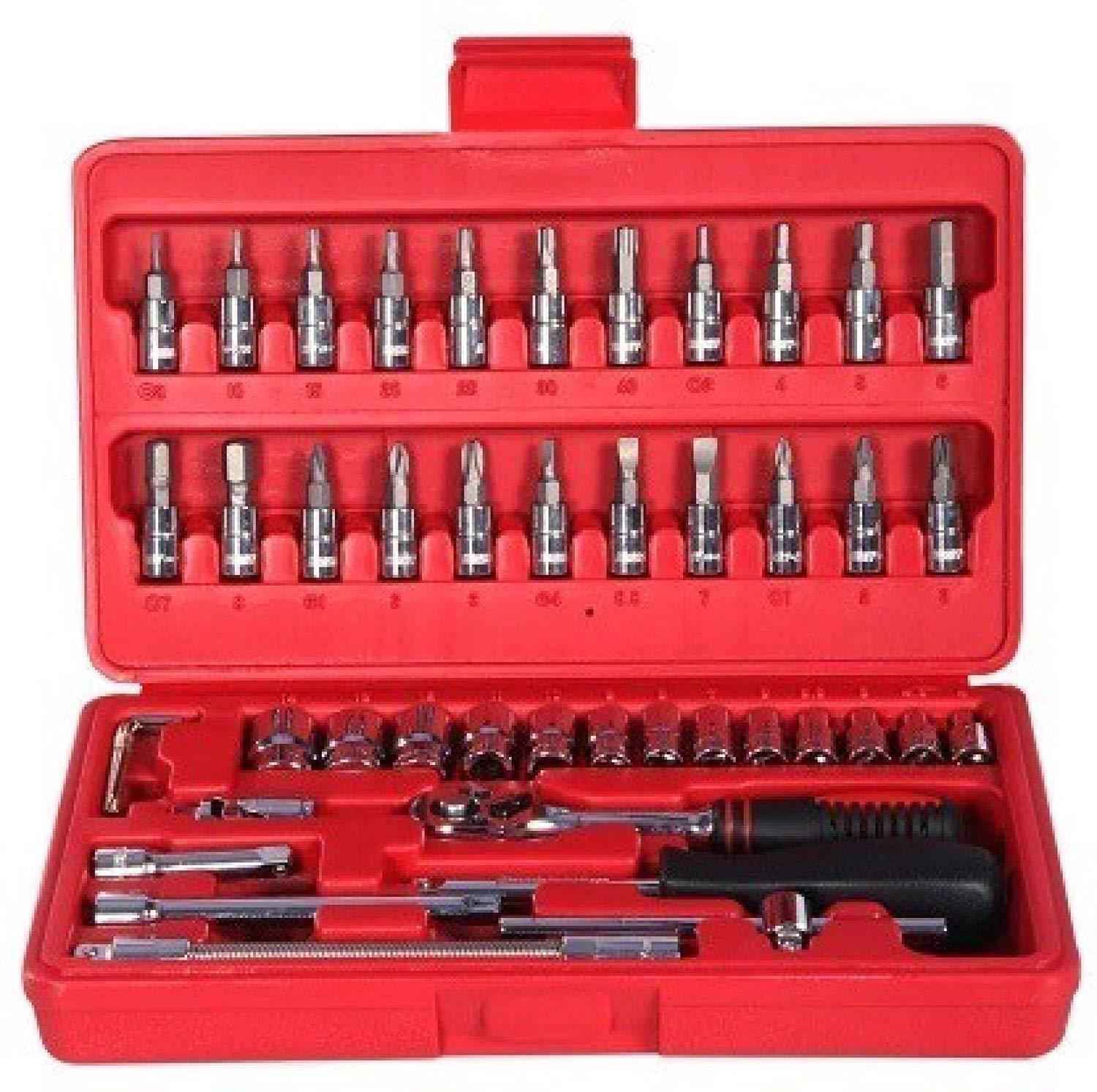 Socket 1/4 Inch Combination Repair Tool Kit – Durable 46-Piece Set