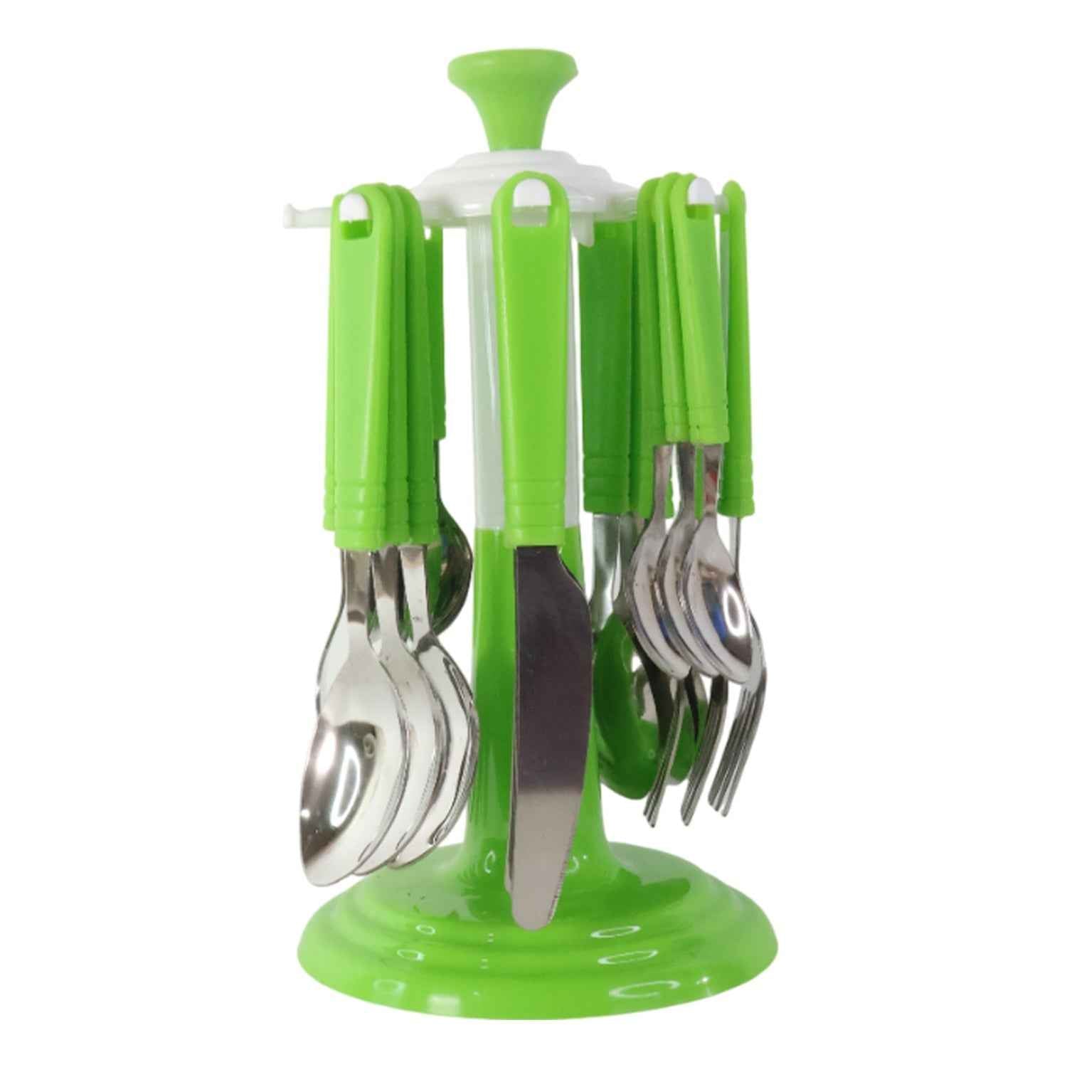 Stainless Steel Cutlery Set – 24 Pieces with Rotating Stand