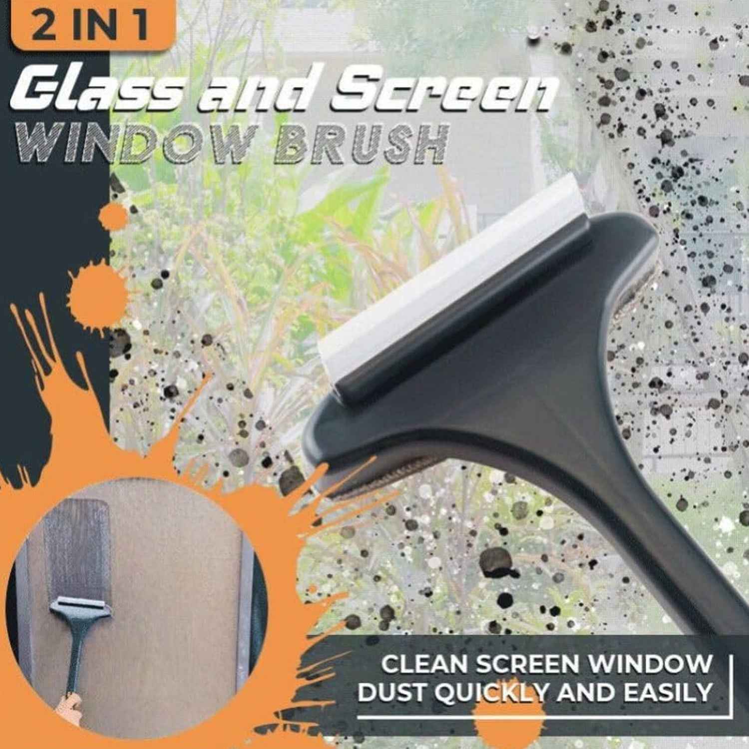 Window Cleaning Brush – 2-in-1 Mesh & Glass Wiper | Velvet Wipe