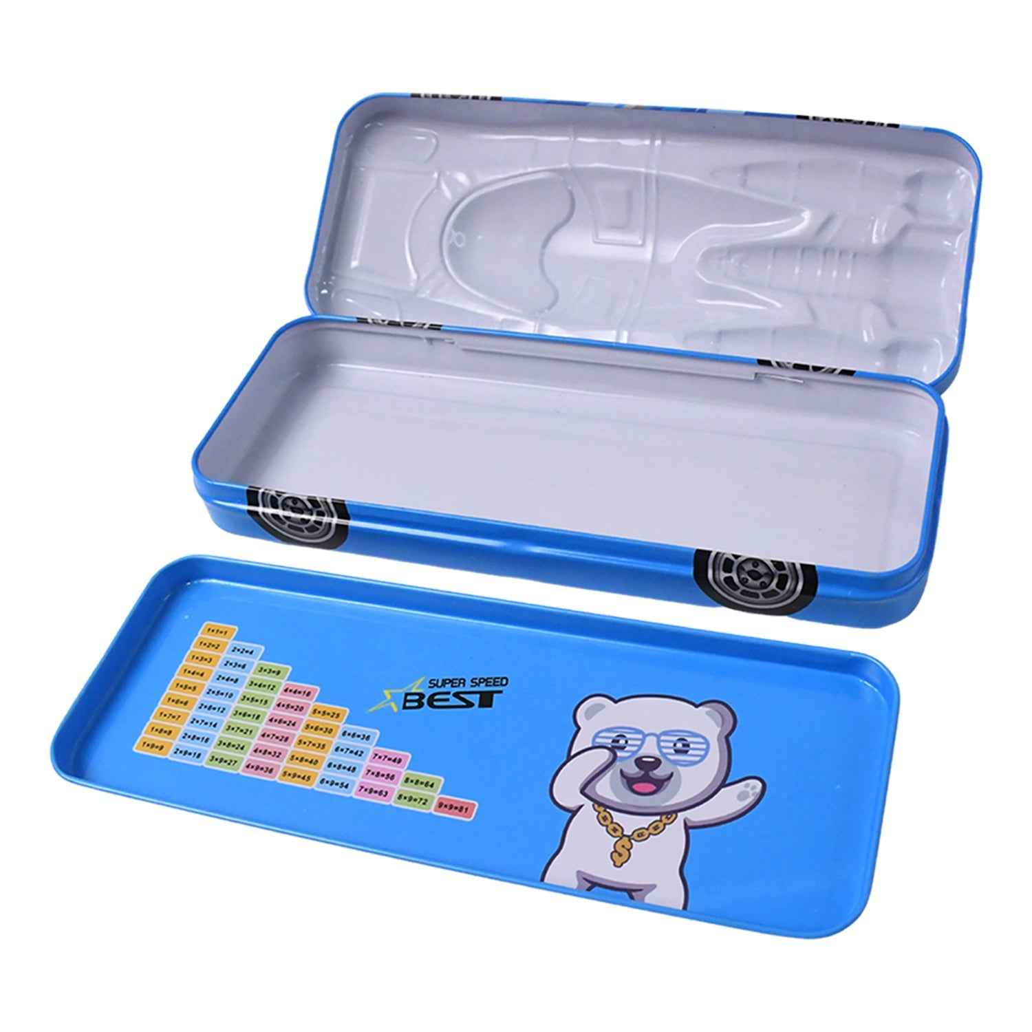 Car Shape Compass Box – Metal Pencil Case for Kids |