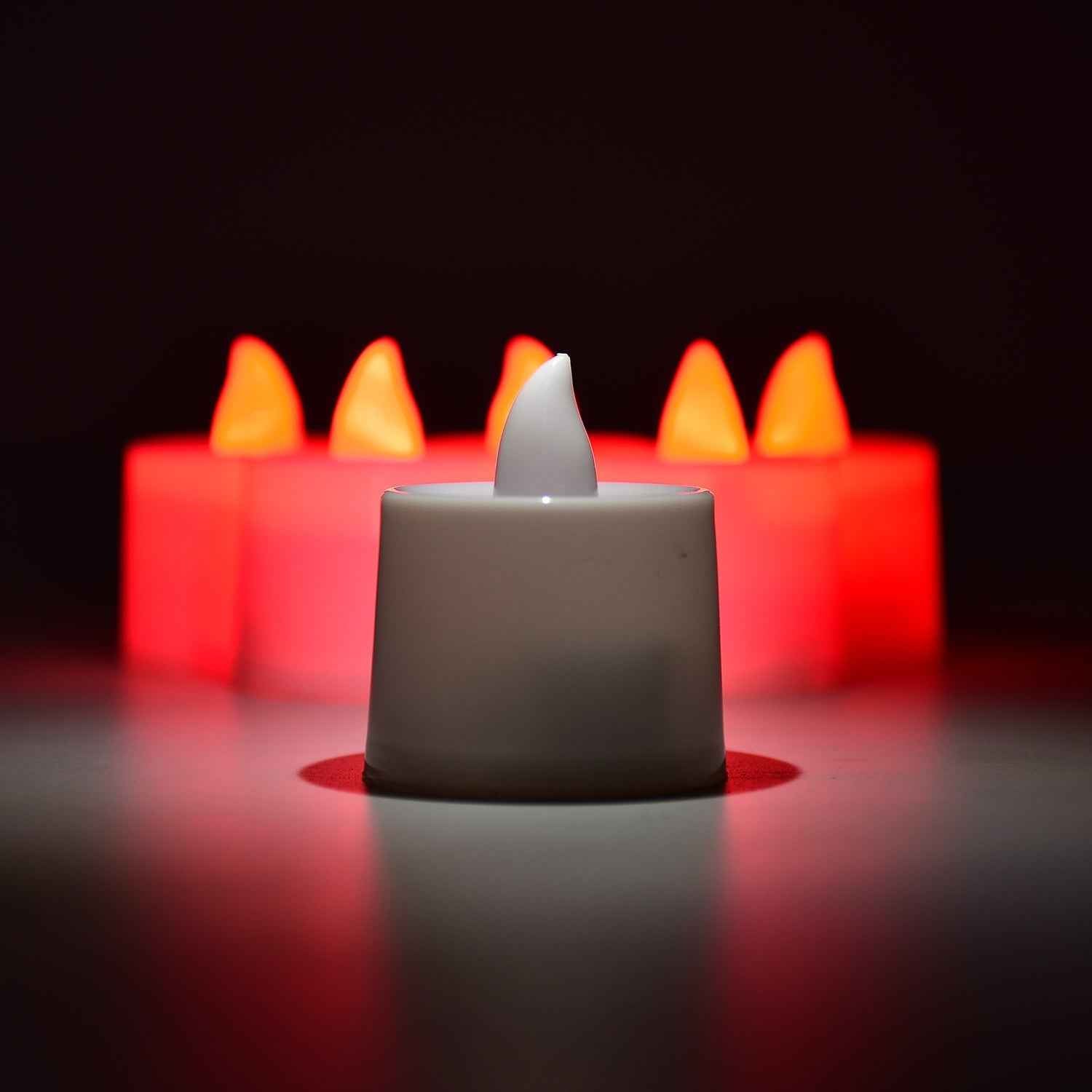 Red LED Flameless Tealight Candles – Safe & Smokeless Ambiance