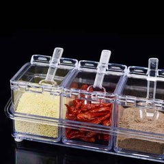 Acrylic Spice Rack – 4-Compartment Clear Seasoning Box | Lunchie Bunchie