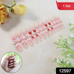 Artificial Nail Tips – Elegant Nude Glossy 24 Pc Set