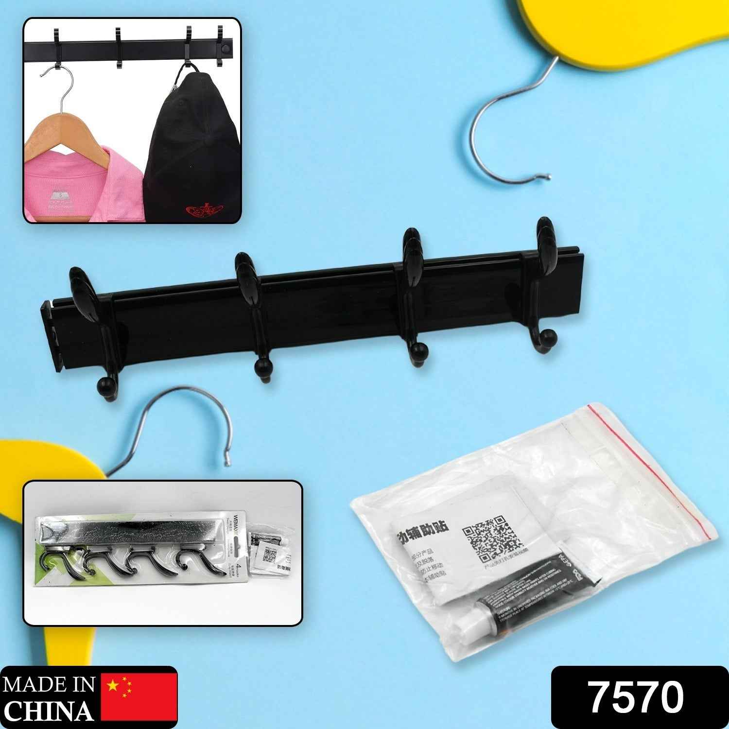 Wall Mount Coat Hanger – 4 Hooks, Damage-Free Eco Adhesive | GlimmerHome