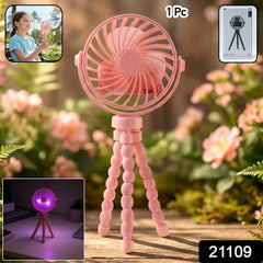 Rechargeable Portable LED Fan – Flexible Tripod & Quiet Cooling