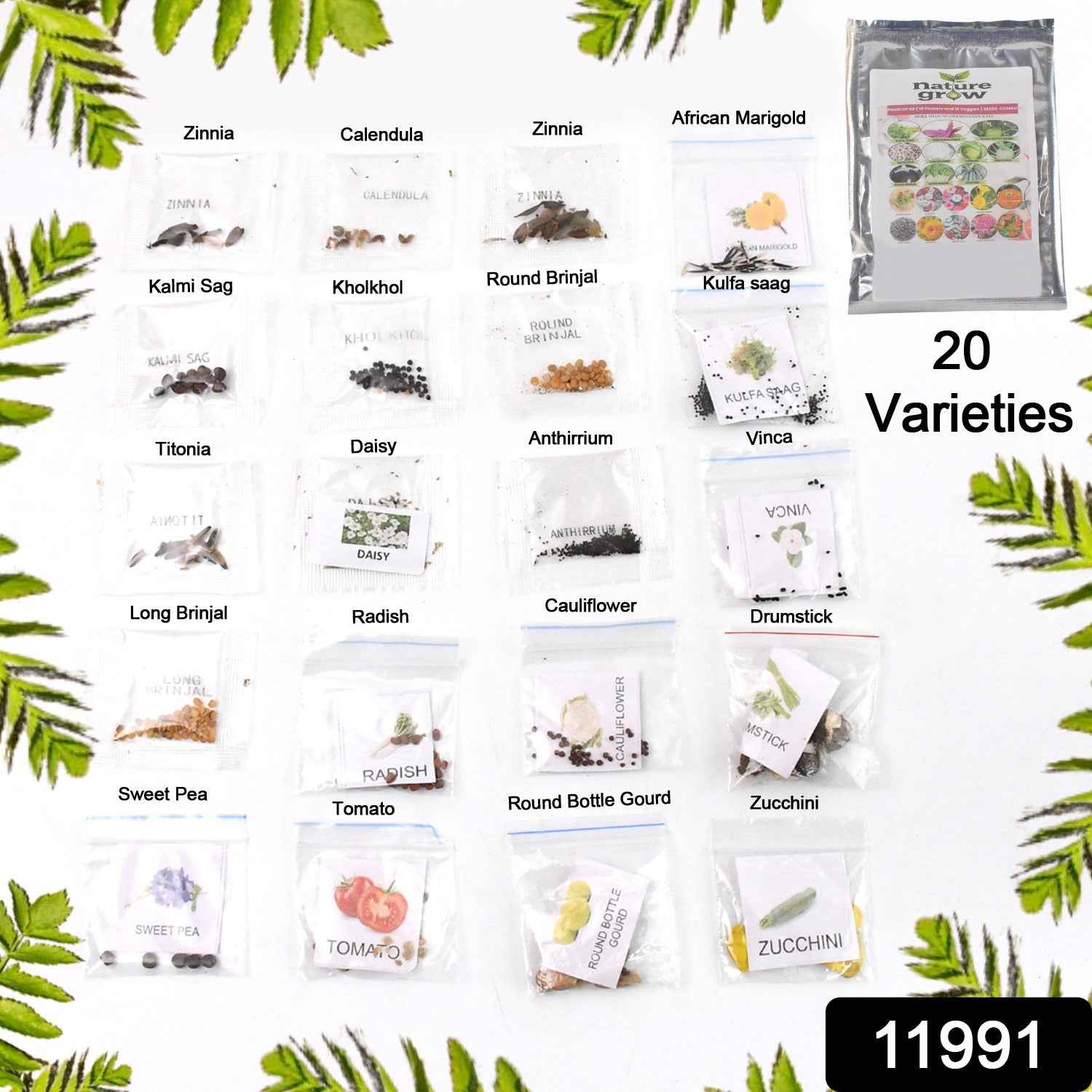Garden Bliss Variety Pack displaying diverse vegetable and flower seeds for home gardeners.