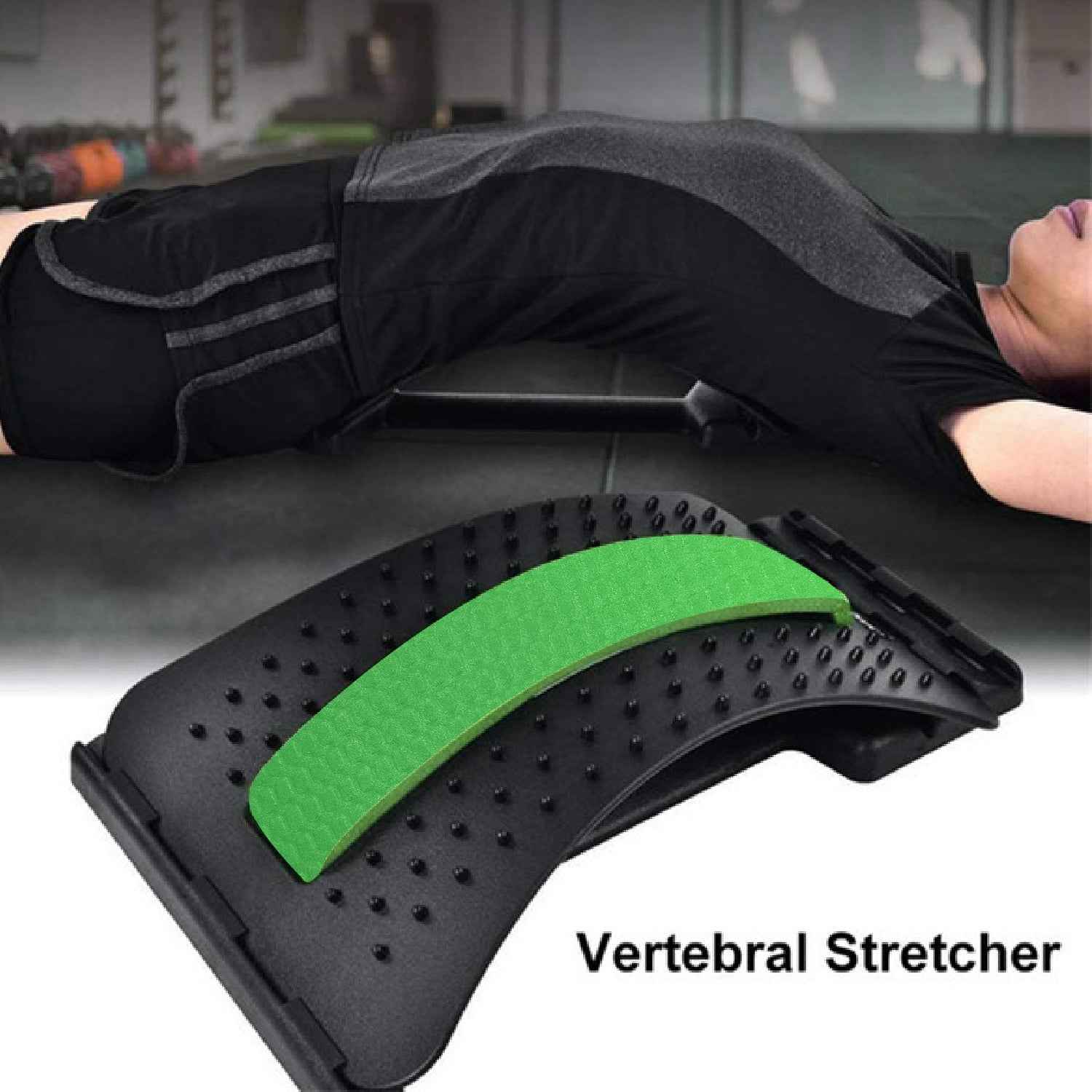 Person easily assembling the multi-level back stretcher before use, highlighting portability.