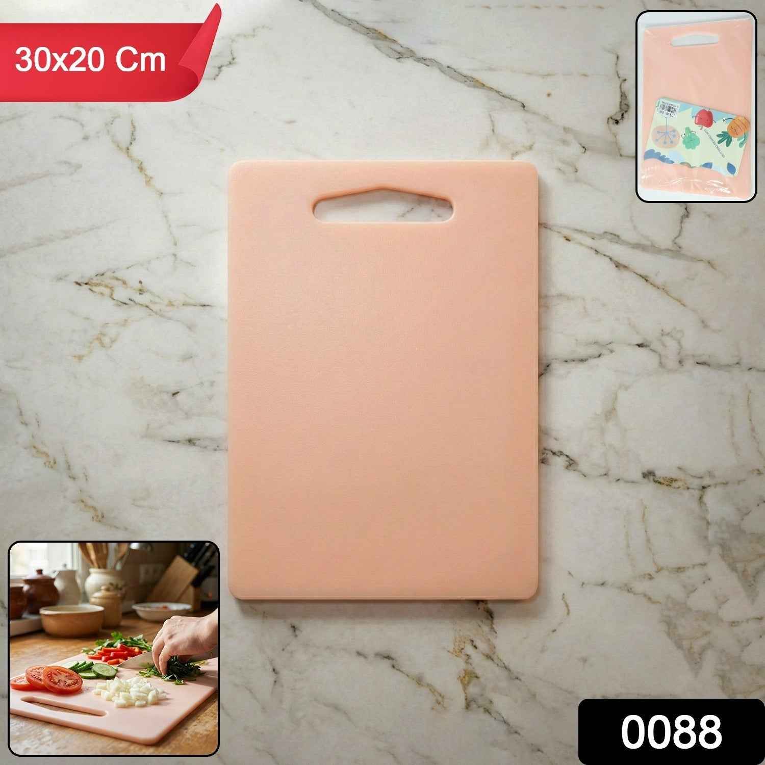 Plastic Chopping Board with Handle Grip – Compact 30x20cm