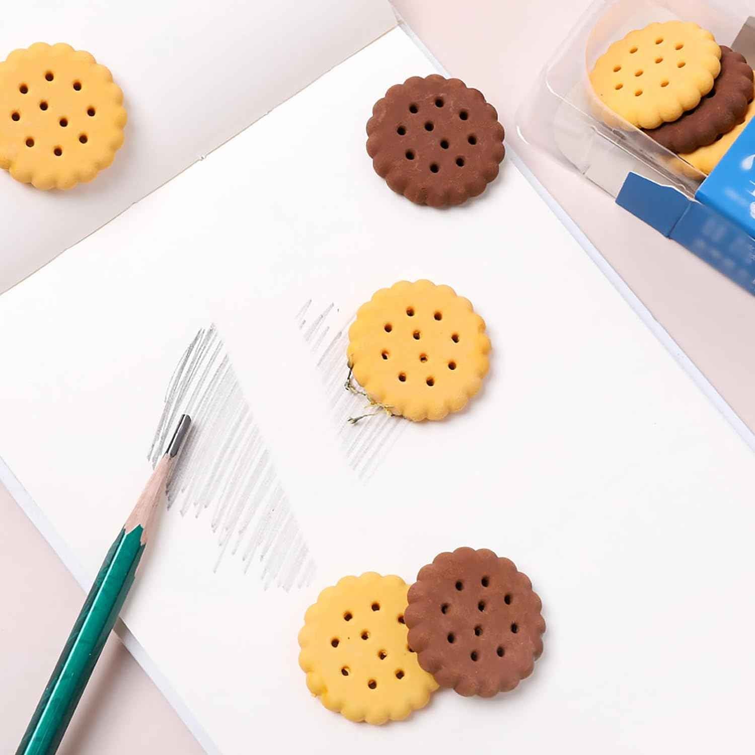 Biscuit Erasers – Fun Kids Stationery Set (6 Pcs) | Writezo