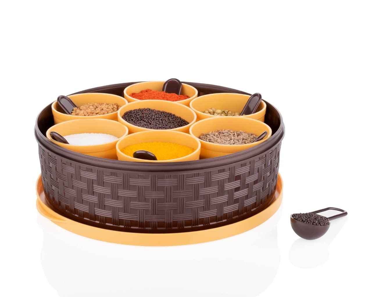Masala Spice Box – 7 Compartment Airtight Plastic Dabba | Lunchie Bunchie