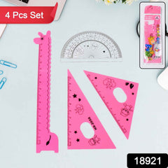 Giraffe Ruler Set – Durable 4 Pc Plastic Measuring Tools