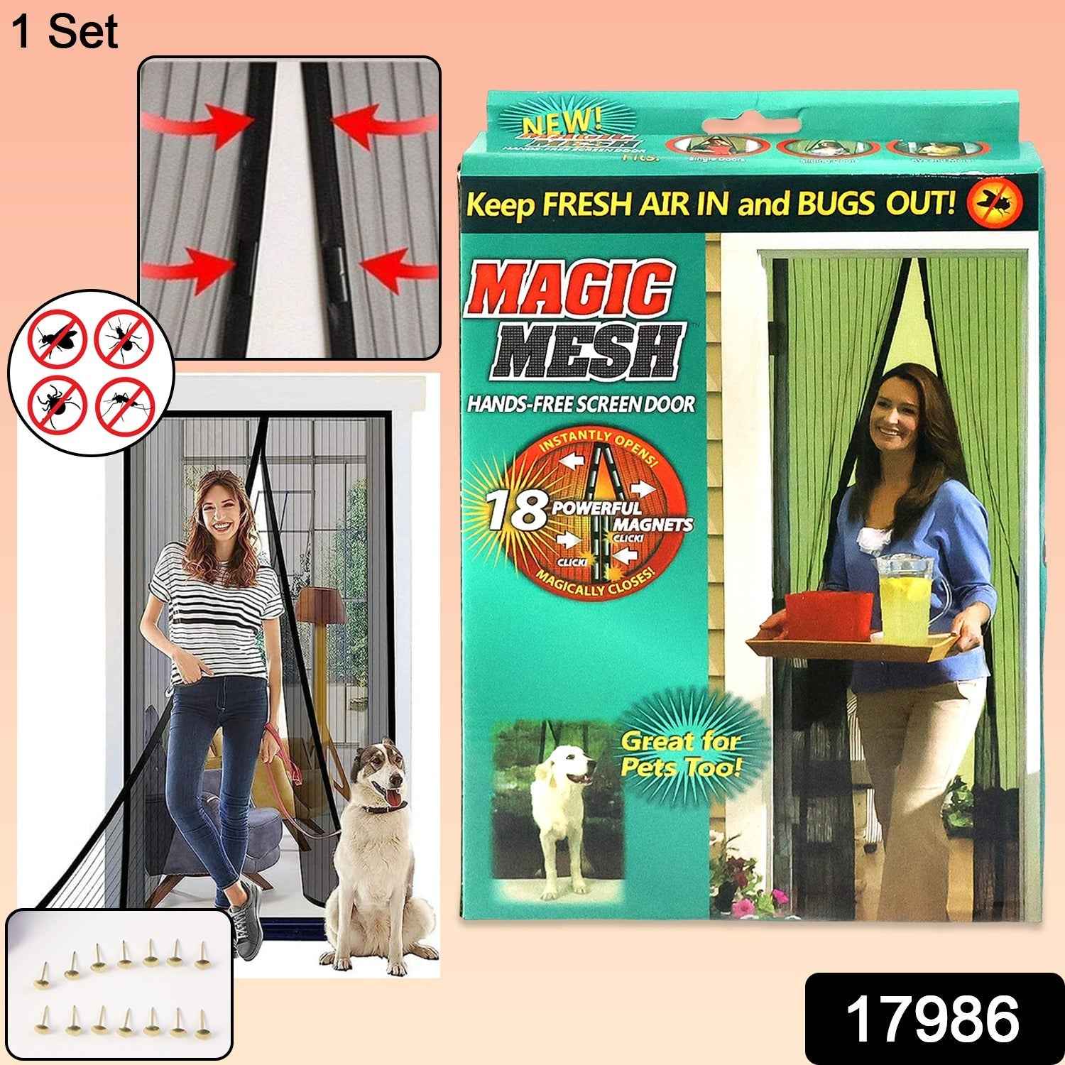 Magic Mesh Screen Door – Hands-Free Bug & Insect Protection