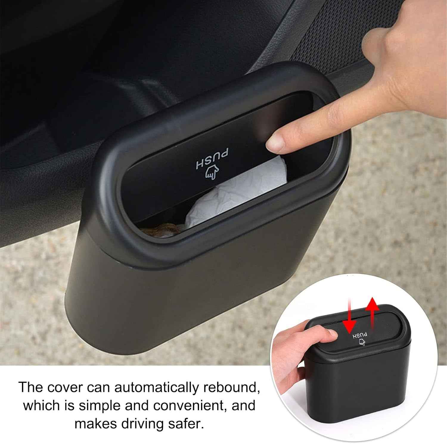 Mini Car Trash Can with Lid – Waterproof & Leak-Proof | Velvet Wheels