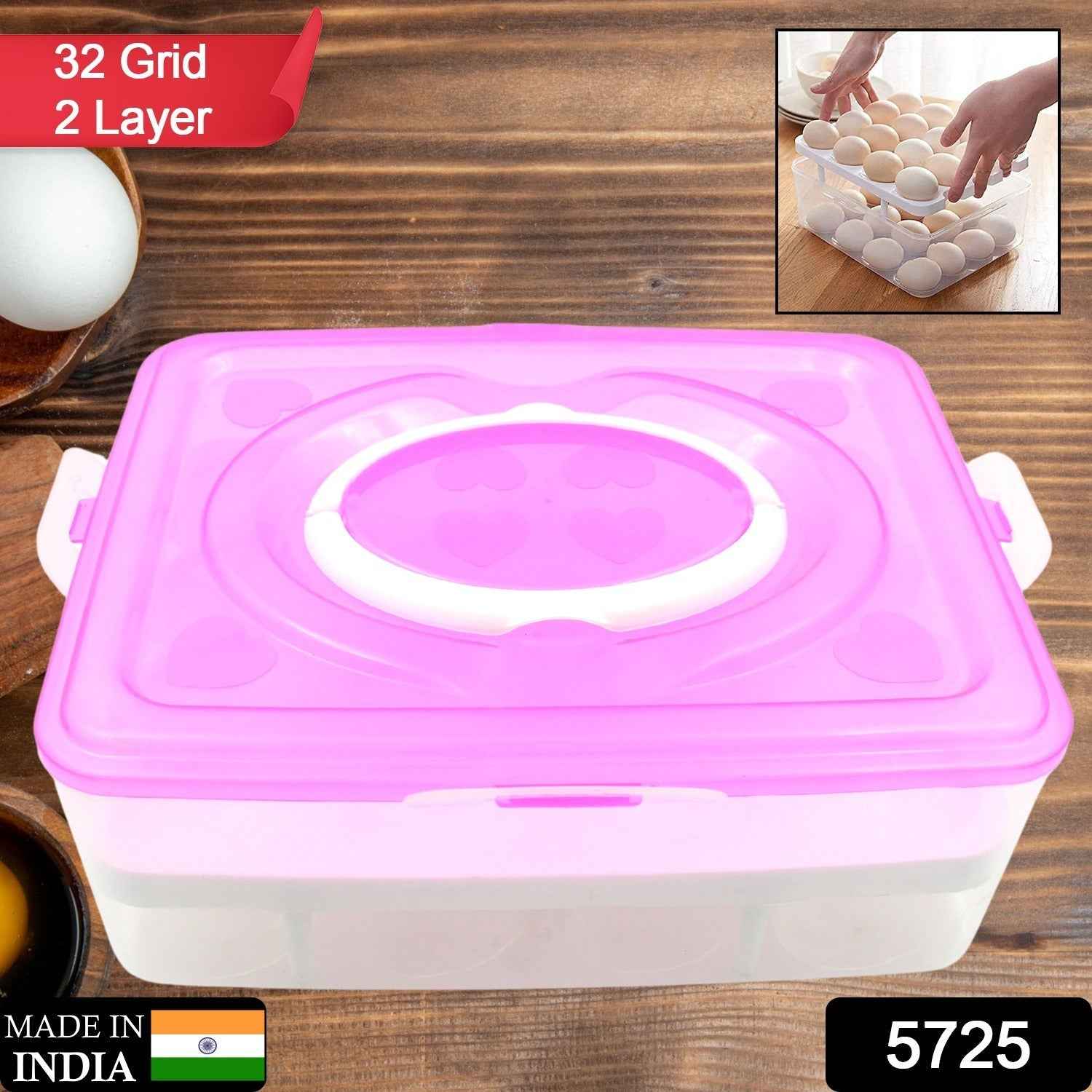 32-Grid Egg Tray with Lid & Handle – 2-Layer Egg Storage | Organivo