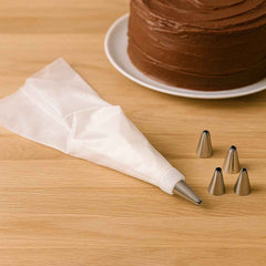 Cake Decorating Nozzle Set – Stainless Steel & Disposable Bags | Bake & Dwell