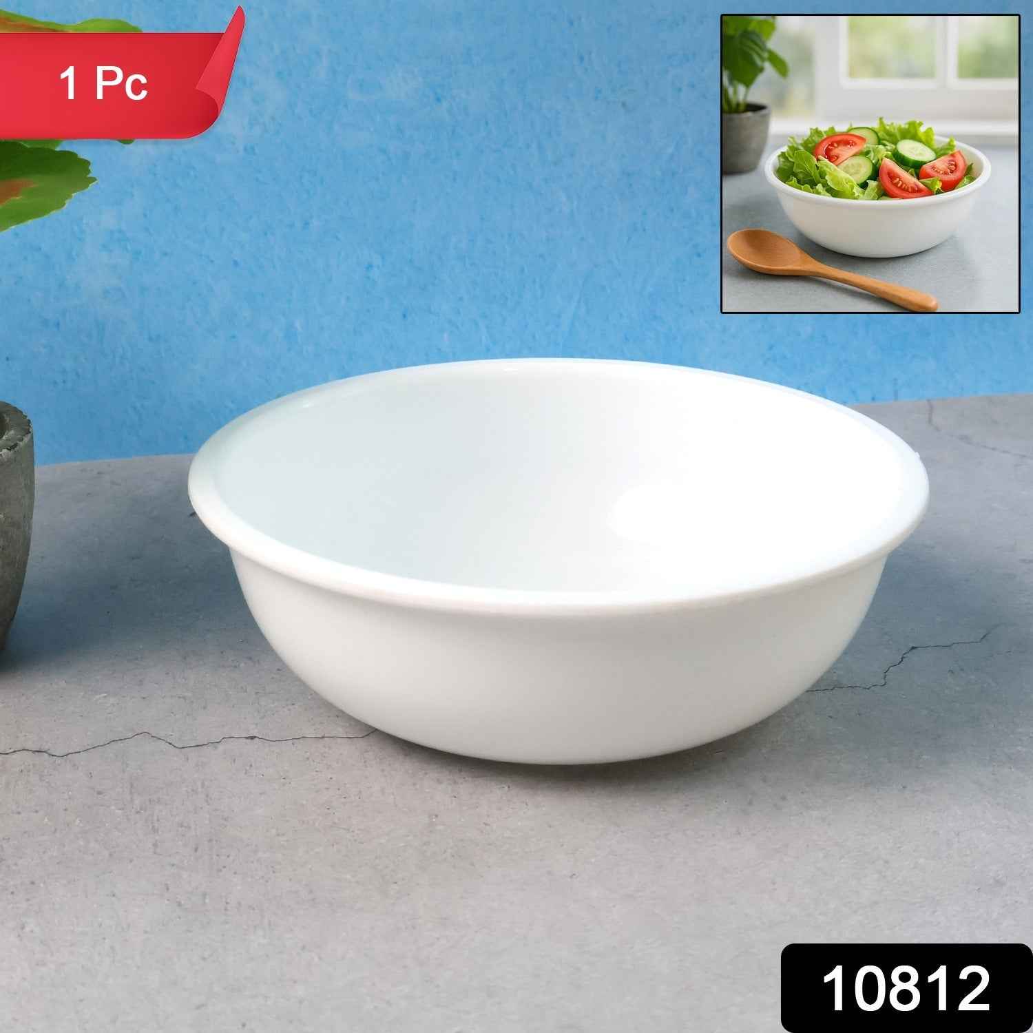 Plastic Serving Bowl 6 Inch – Deep Round White Kitchen Bowl