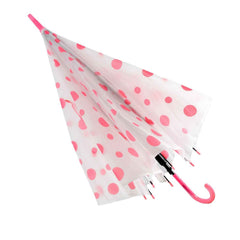 Close-up of the multicolor dot pattern on the umbrella canopy.