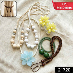 Decorative Curtain Tieback – Elegant Floral Beaded Rope