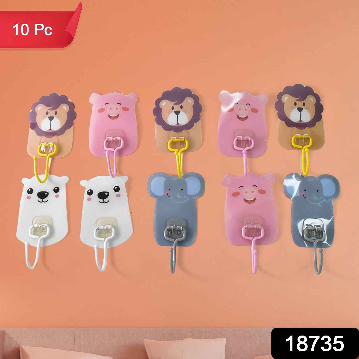 Wall Mounted Cartoon Hooks Ð Self-Adhesive, Kid-Friendly Design