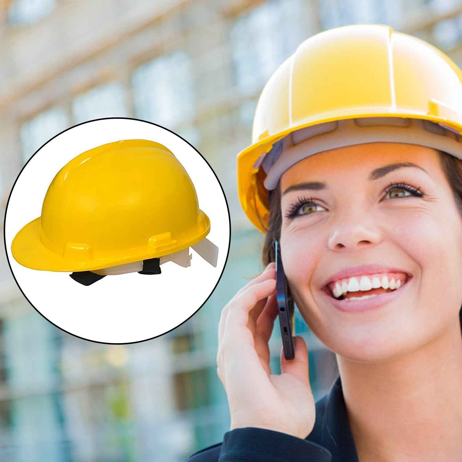 Industrial Safety Helmet – Yellow Plastic, Adjustable | BoltForce
