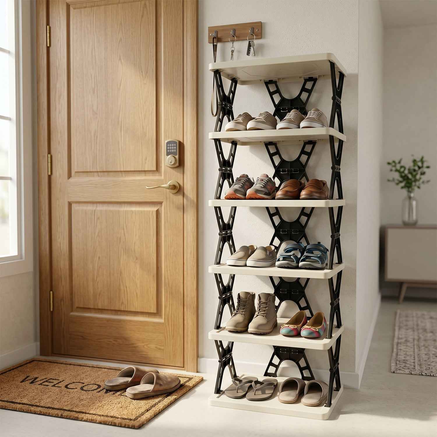 Multipurpose Foldable 6 Layer Storage Rack Ð Space-Saving Home Organizer