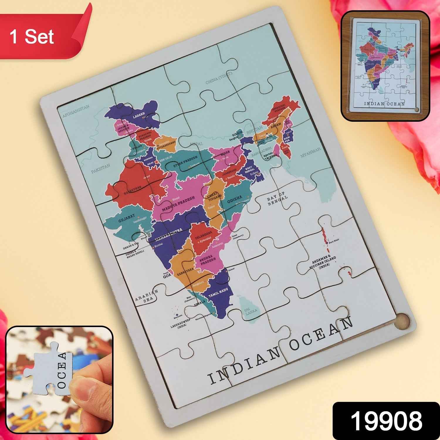 India Map Puzzle – Educational Wooden Toy for Kids 3+ Years