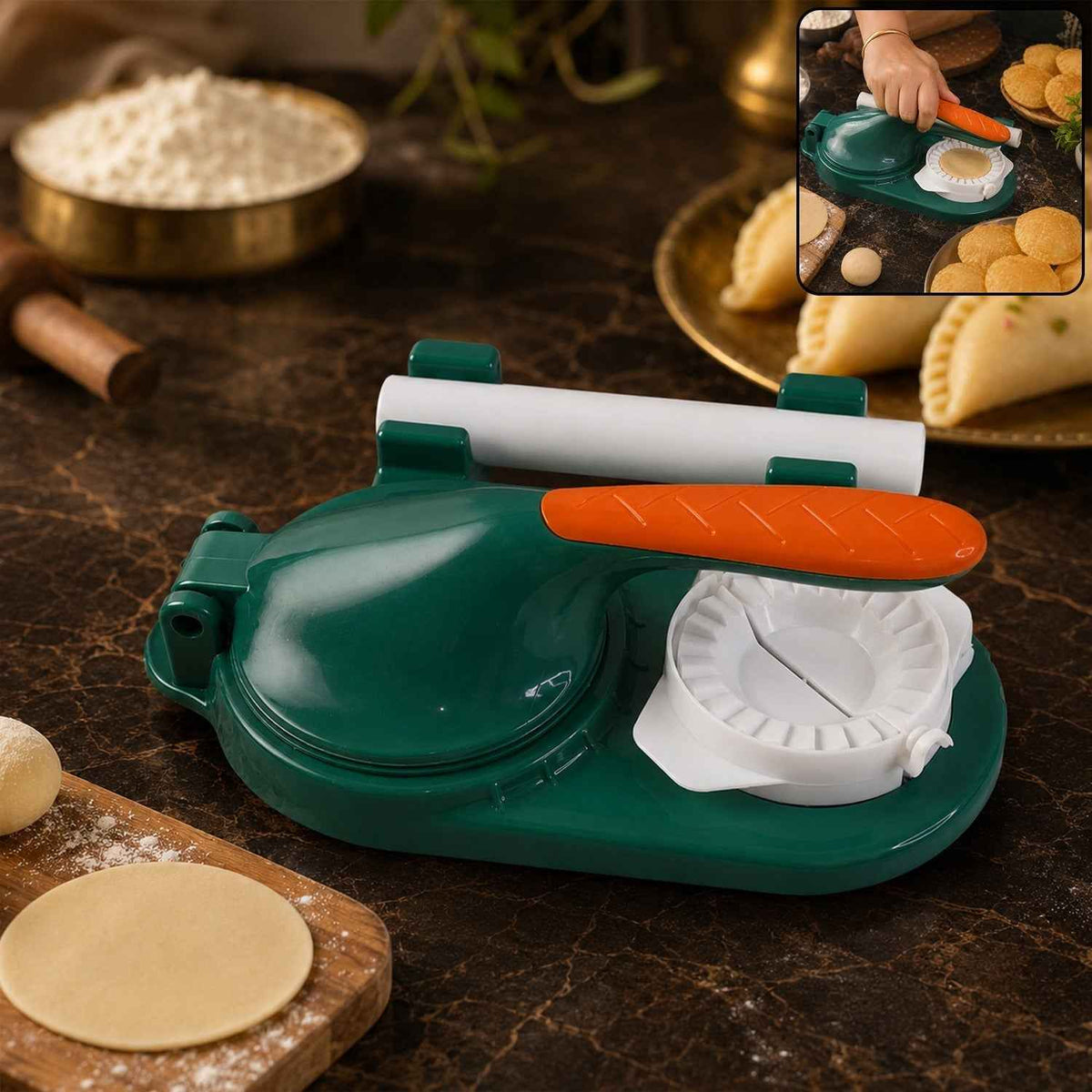 Mini Puri & Dumpling Press Ð Compact 22cm Dough Shaping Tool