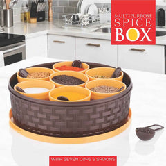 Masala Spice Box – 7 Compartment Airtight Plastic Dabba | Lunchie Bunchie