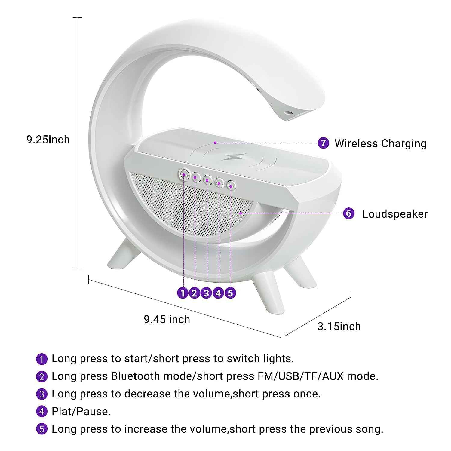 LED Night Lamp with Bluetooth Speaker – Wireless Charging | Indo Glow