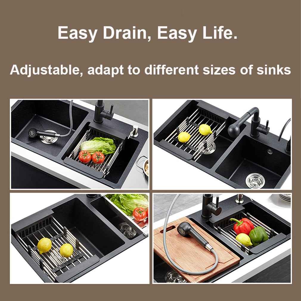 Expandable Dish Drainer – Stainless Steel Over Sink Rack | CookAura
