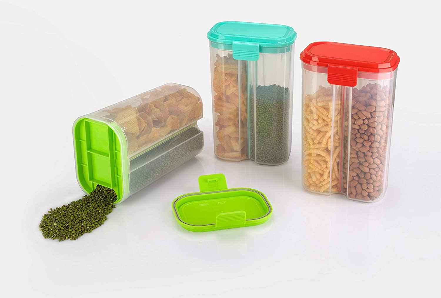 Airtight Food Grain Container – 2 Sections, 2L | Velvet Wheels