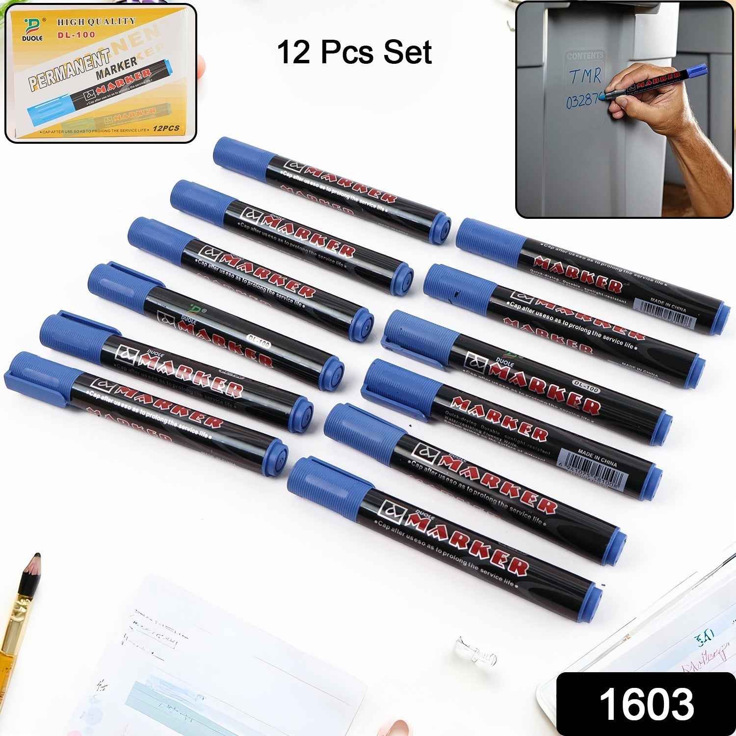 Permanent Blue Marker Pens – Vibrant, Waterproof 12-Pack