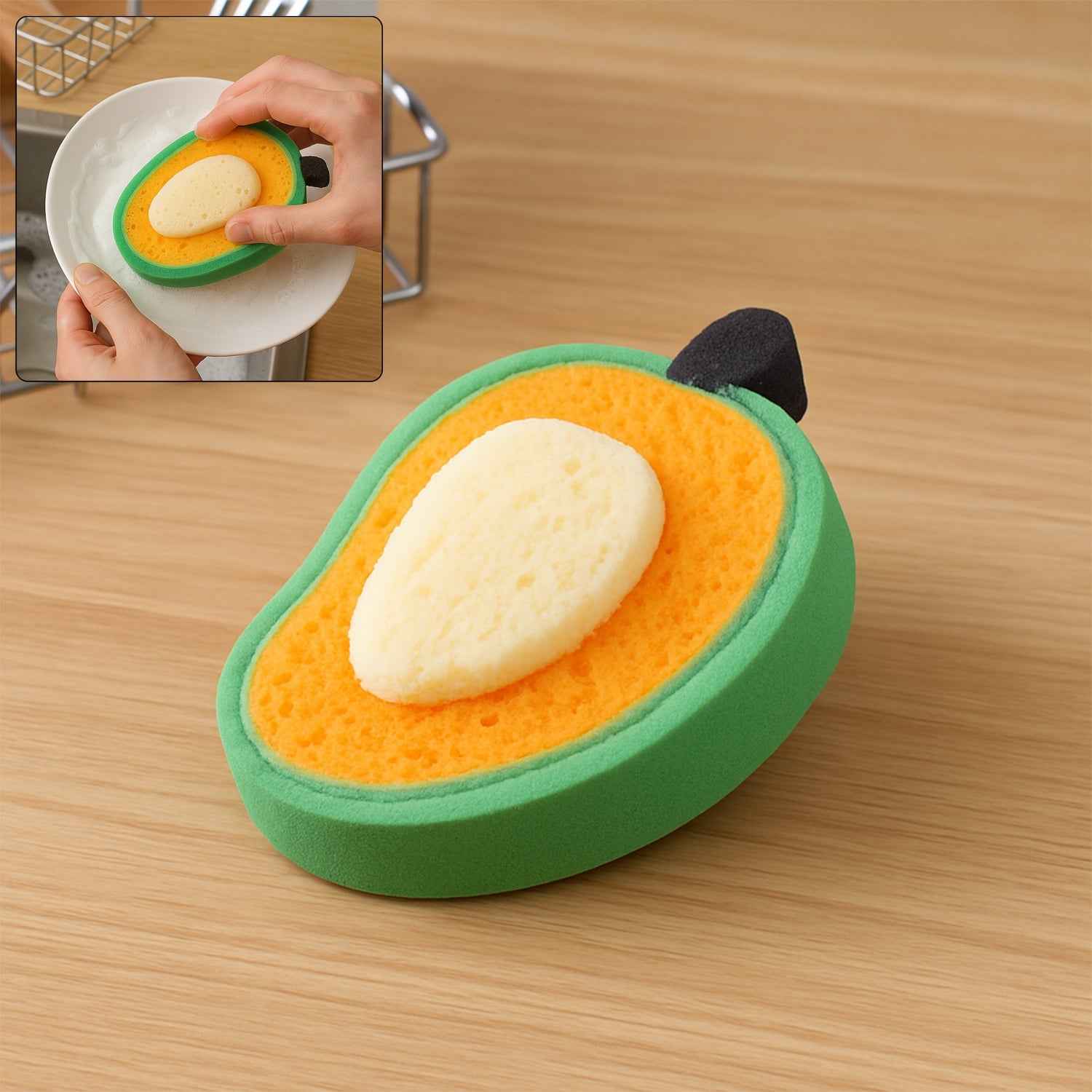 Mango Dish Sponge – Soft, Durable & Multipurpose Cleaner | VelvetBubbles