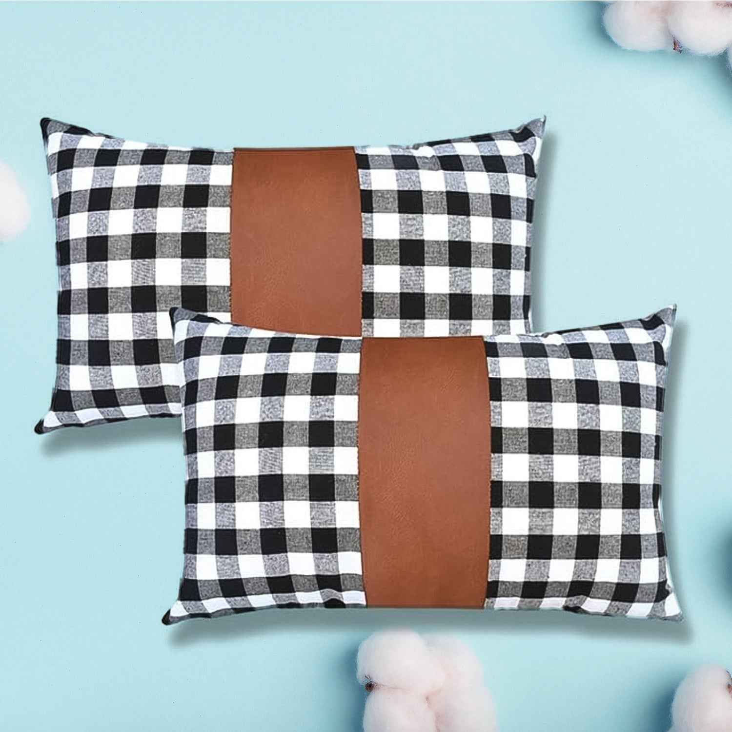 Pillow Covers – Leather & Cotton, 19x12 Inch (2 Pc) | Styleva