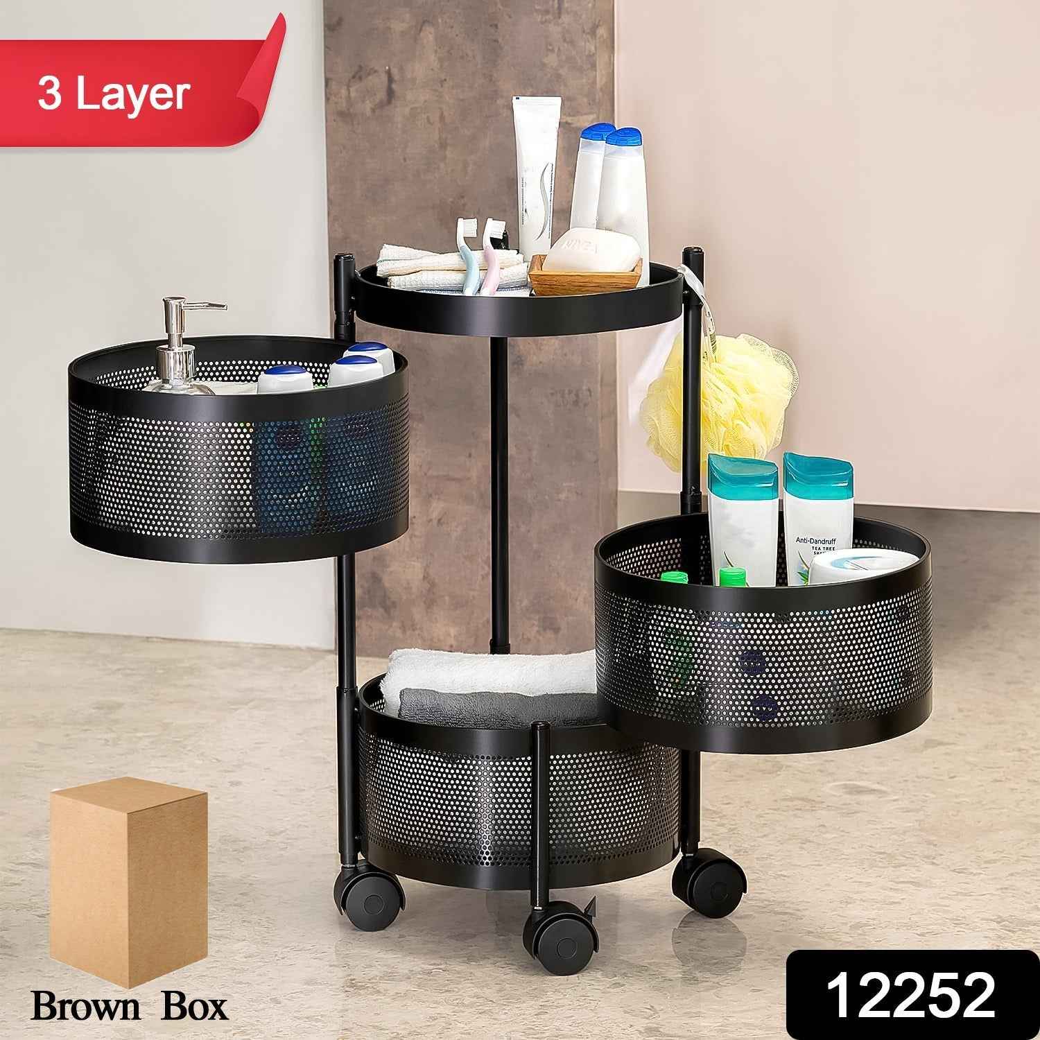 Kitchen Trolley with Wheels – Metal 3-Layer Organizer | Tidy Table