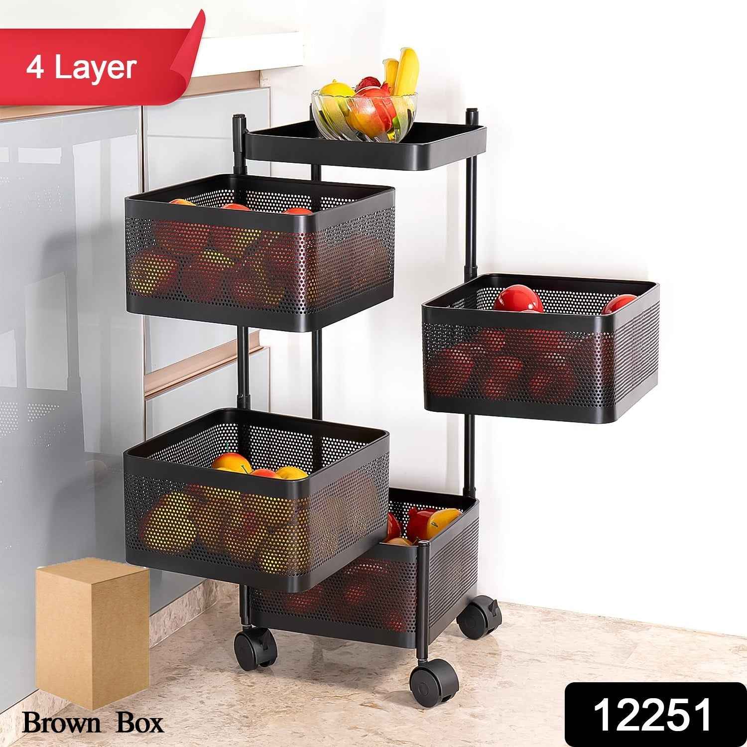 Metal Kitchen Trolley – 4 Layer Durable Storage Rack | Tidy Table