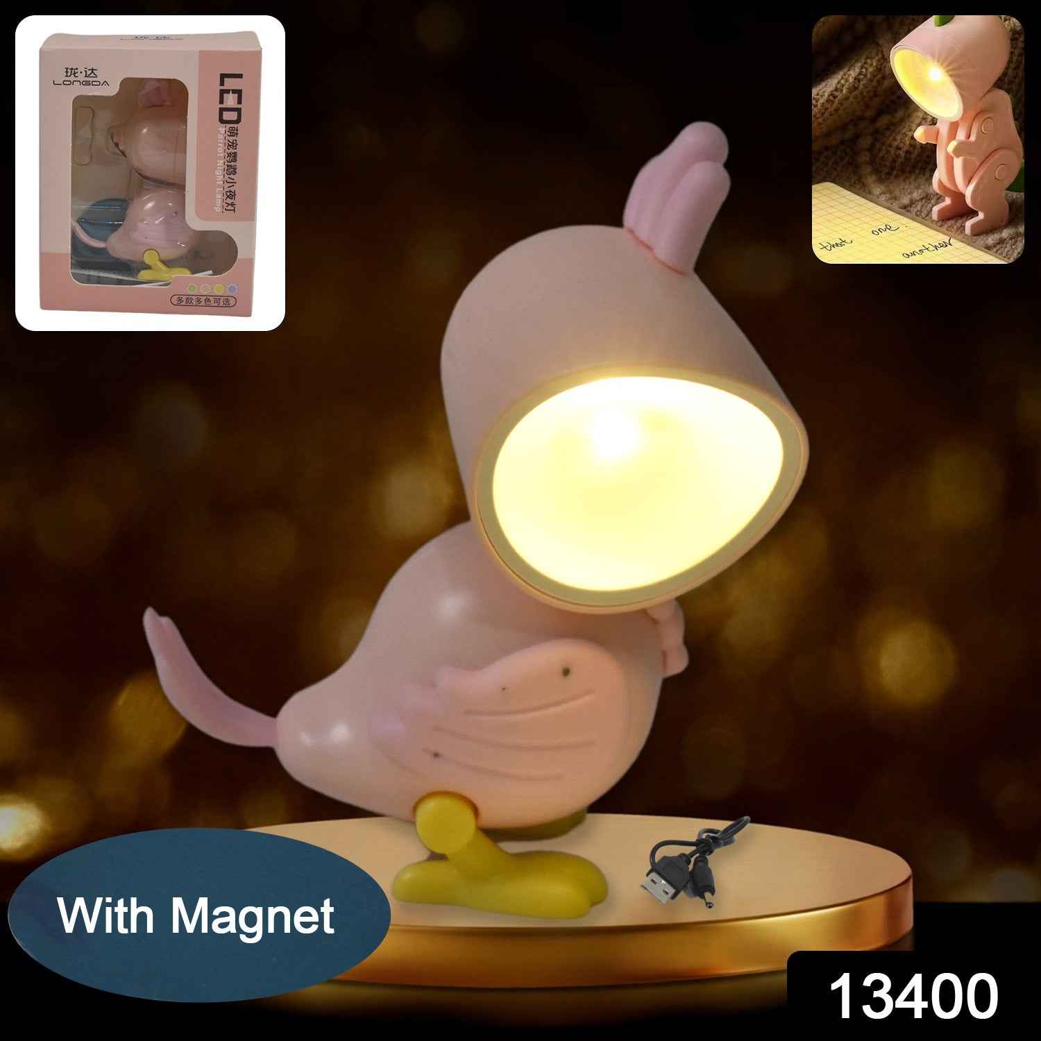 Magnetic Parrot Night Lamp – Portable LED Desk Light | Indo Glow