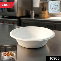 Compostable Bagasse Bowl 240ml – Eco-Friendly 10 Pc Set